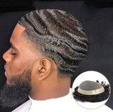 Larry Wavy Human Hair Toupee Mono NPU Indian Hair Wigs