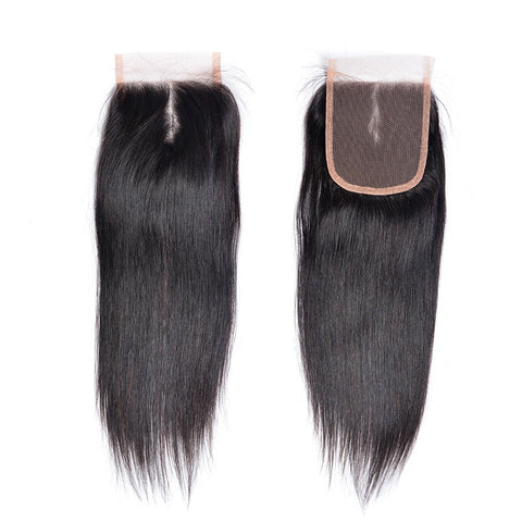 4 x 4 Indian Closure Straight Human Hair Free/Middle/Three Part Lace Closure Non Remy Humman Hair Natural Color