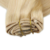 Blonde Extensions Human Hair Blonde Color #613 9 Pcs 100g Clip in Hair