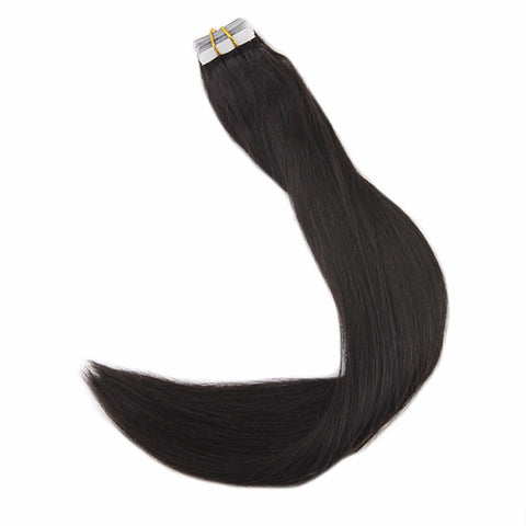 Double Drawn Tape in Hair Extensions Pure Color 50g 20Pcs Colorful Hair Extensions Remy Human Hair Skin Weft Tape ins #1B