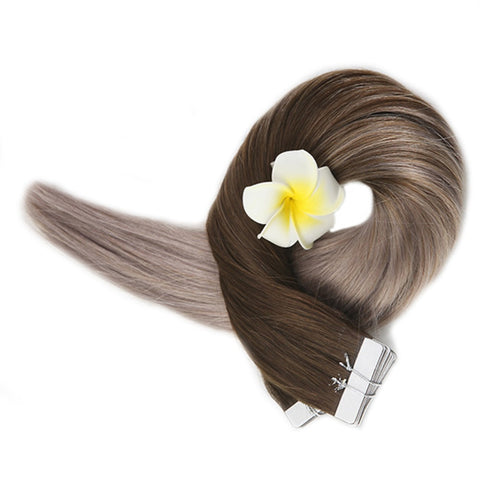 Tape in Hair Extensions Balayage Color Seamless  4 16