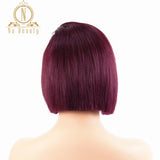 Glueless 13x6 Lace Front Human Hair Wigs Straight Burgund 99J Red Black Short Bob Wig For Women Bob Wig Remy 150% Brazilian