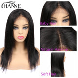 HANNE Hair 4*4 Lace Front Human Hair Wigs Middle Part Straight Hair Glueless Brazilian Wig with Baby Hair for Black Women 1b#