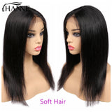 HANNE Hair 4*4 Lace Front Human Hair Wigs Middle Part Straight Hair Glueless Brazilian Wig with Baby Hair for Black Women 1b#