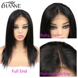 HANNE Hair 4*4 Lace Front Human Hair Wigs Middle Part Straight Hair Glueless Brazilian Wig with Baby Hair for Black Women 1b#