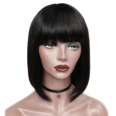 Penelope |Brazilian Straight Wig With Bangs 100%
