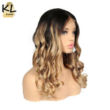 KL Full Lace Human Hair Wigs With Baby Hair Ombre Color 1B/27 Glueless Pre Plucked Hairline Brazilian Remy Hair Wavy Lace Wigs