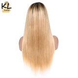 KL Lace Front Human Hair Wigs For Black Women Ombre Color 1B/27 Brazilian Remy Human Hair Straight Lace Front Wig With Baby Hair