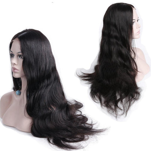 Malaysian Body Wave 360 Lace Frontal Wigs Pre Plucked With Baby Hair