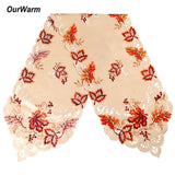 OurWarm 38X170cm Thanksgiving Maple Leaves turkey Table Runner Cloth Autumn Thanksgiving Christmas Table Decoration for Home