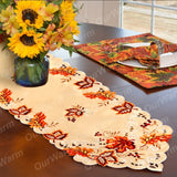 OurWarm 38X170cm Thanksgiving Maple Leaves turkey Table Runner Cloth Autumn Thanksgiving Christmas Table Decoration for Home