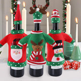 OurWarm Christmas Wine Bottle Covers Plush Faceless Doll Bottle Wrapper Topper Hats Santa Clothes Christmas Decoration for Home