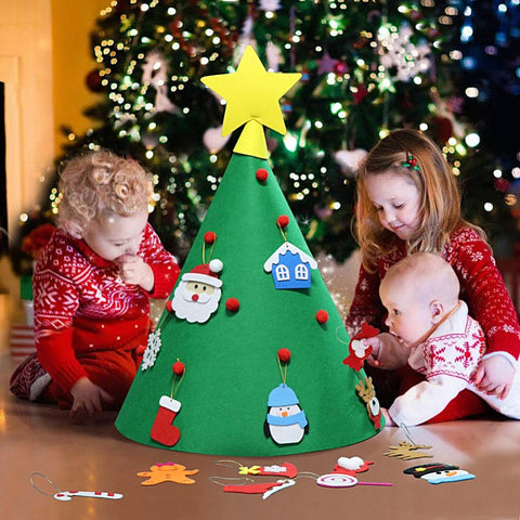 OurWarm DIY Craft Felt Christmas Tree Cone Toddler Baby Gift Xmas Tree Ornaments Christmas Decoration for Home New Year 2018