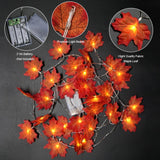 OurWarm Halloween Maple Leaves String Lights 3M 30 LED Fall Garland Holiday Party Light Festive Event Supplies DIY Decoration