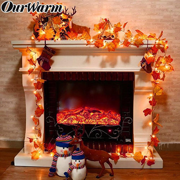OurWarm Halloween Maple Leaves String Lights 3M 30 LED Fall Garland Holiday Party Light Festive Event Supplies DIY Decoration