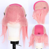 Pink Color Short Bob Wig 13x6 Lace Front Human Hair Wigs Indian Remy Hair Pre Plucked Hairline Bleached Knots FlowerSeason