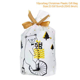 QIFU 10pcs Santa Claus Christmas Gift Bags Christmas Candy Bag Xmas Presents Packing Bag Natal Navidad 2019 Happy New Year 2020
