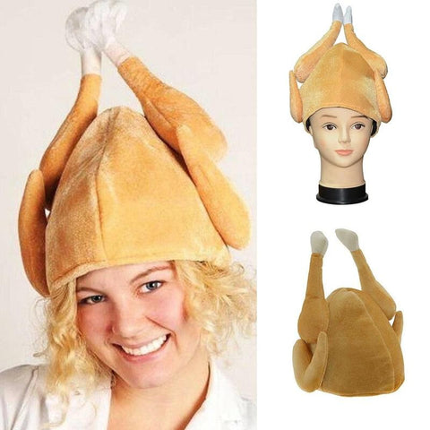 Roasted Turkey Hat Plush Adults Hat Thanksgiving Day Entertaining Christmas Party Quirky Costume Caps