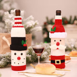 Santa Claus Wine Cap Chair Cover Christmas Dinnerware Table Party Xmas Red Hat Tableware Covers Christmas Decorations for Home