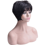 Short Human Hair Wigs for Black Women Wavy Wig Brazilian Remy Hair Free Part wigs with Bangs