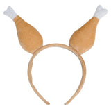 Thanksgiving Hat Plush Roasted Turkey Hat Funny Adults Hat Party Hat with Drumstick Hair Hoop