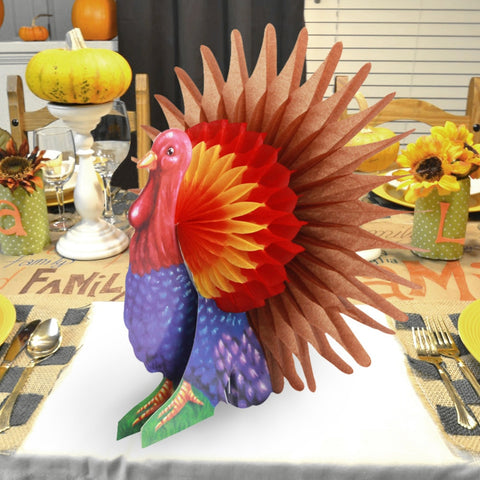 Vintage ThanksGiving Turkey Party Decorations Thanksgiving Day Honeycomb Turkey Table Centerpiece