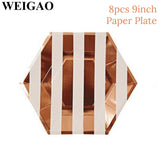 WEIGAO Rose Gold Party Disposable Tableware Champagne Cup Plate Straws 1st Birthday Party Decor Kids Baby Shower Party Supplies