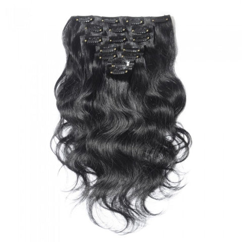 Body Waves Clip Hair Extensions  #1B