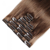 Straight Clip in Hair Extensions |  #8 Light Brown